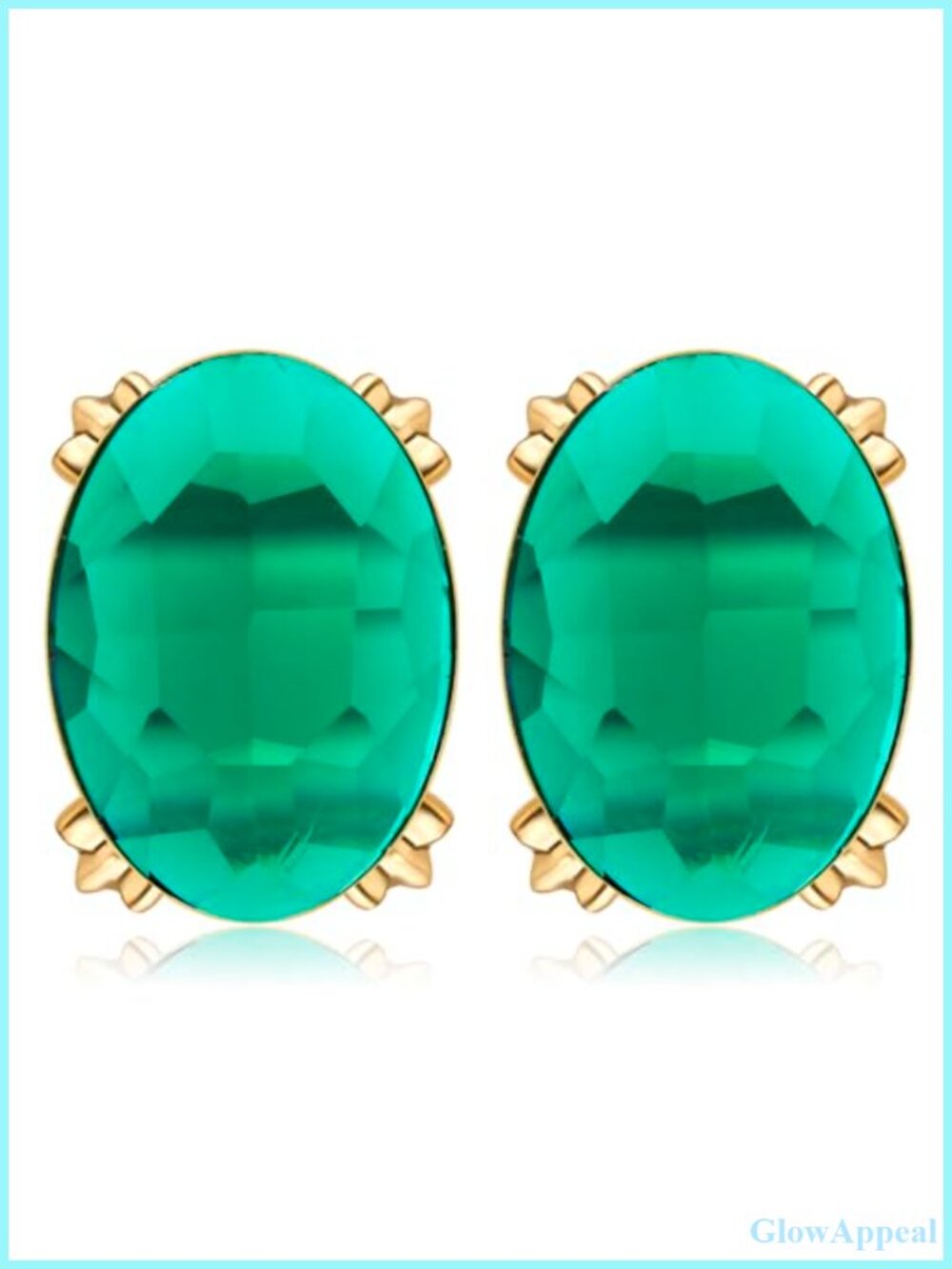 Glass Crystal Rectangle Oval Stud Earrings Hypoallergenic Gold Plated